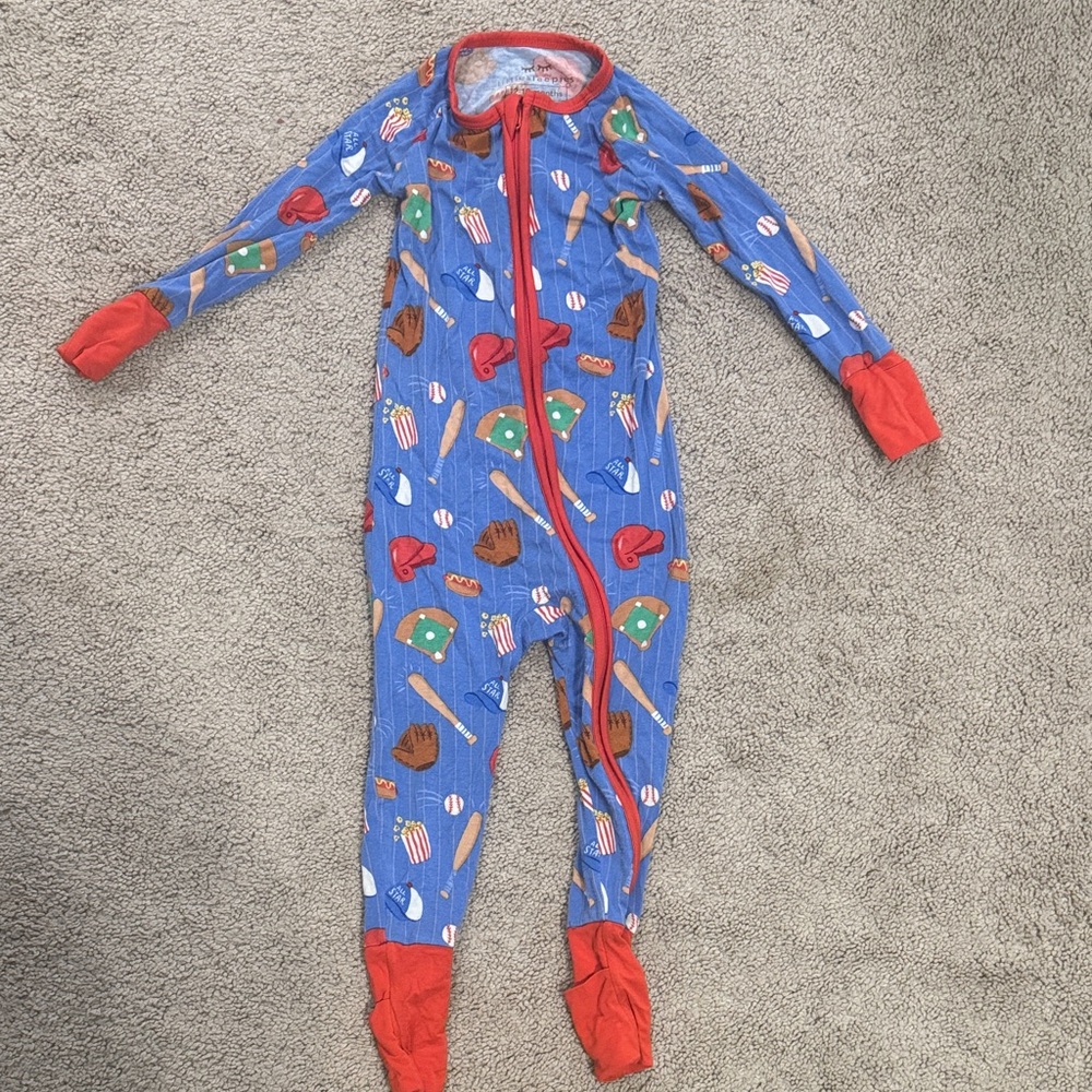 Little Sleepies Blue and Red Sports Theme Footie